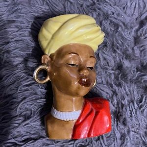 COPY - African lady head vase pearls earrings tie in